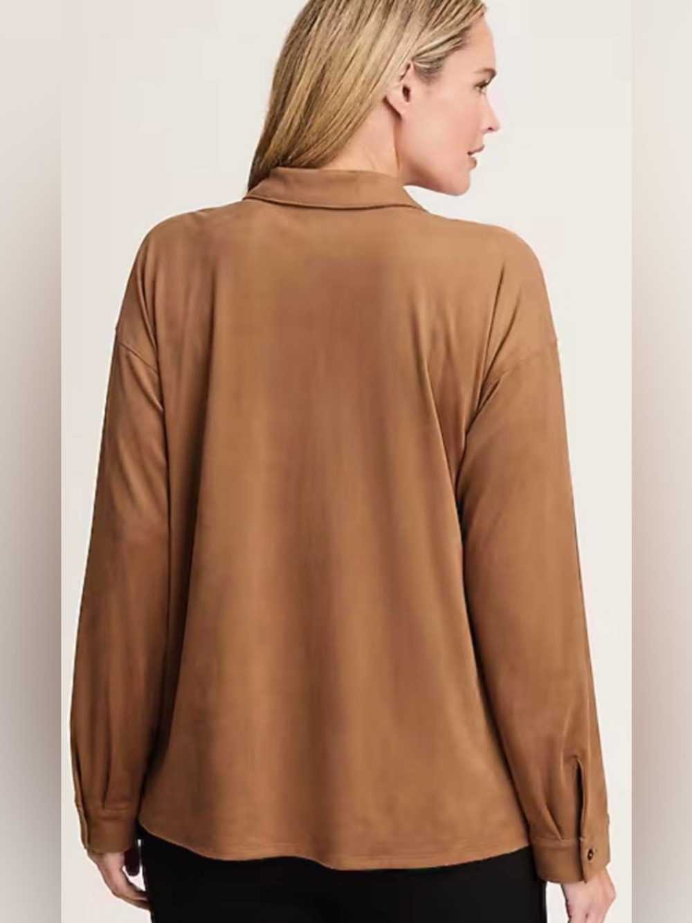 J JILL FAUX SUEDE BUTTON FRONT BLOUSE SIZE MEDIUM NWT! - Picture 3 of 5